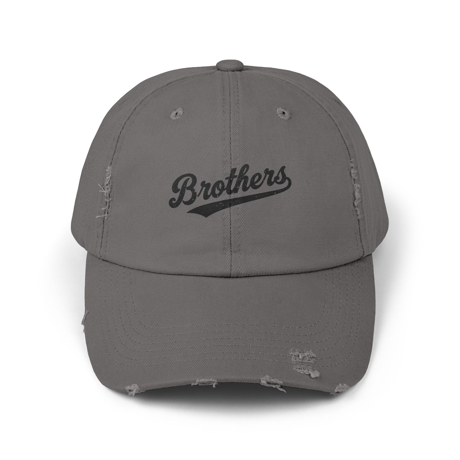 Distressed Baseball Cap — 'Brothers' Embroidered Vintage Dad Hat Hats Printify Nickel One size