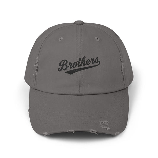 Distressed Baseball Cap — 'Brothers' Embroidered Vintage Dad Hat Hats Printify Nickel One size