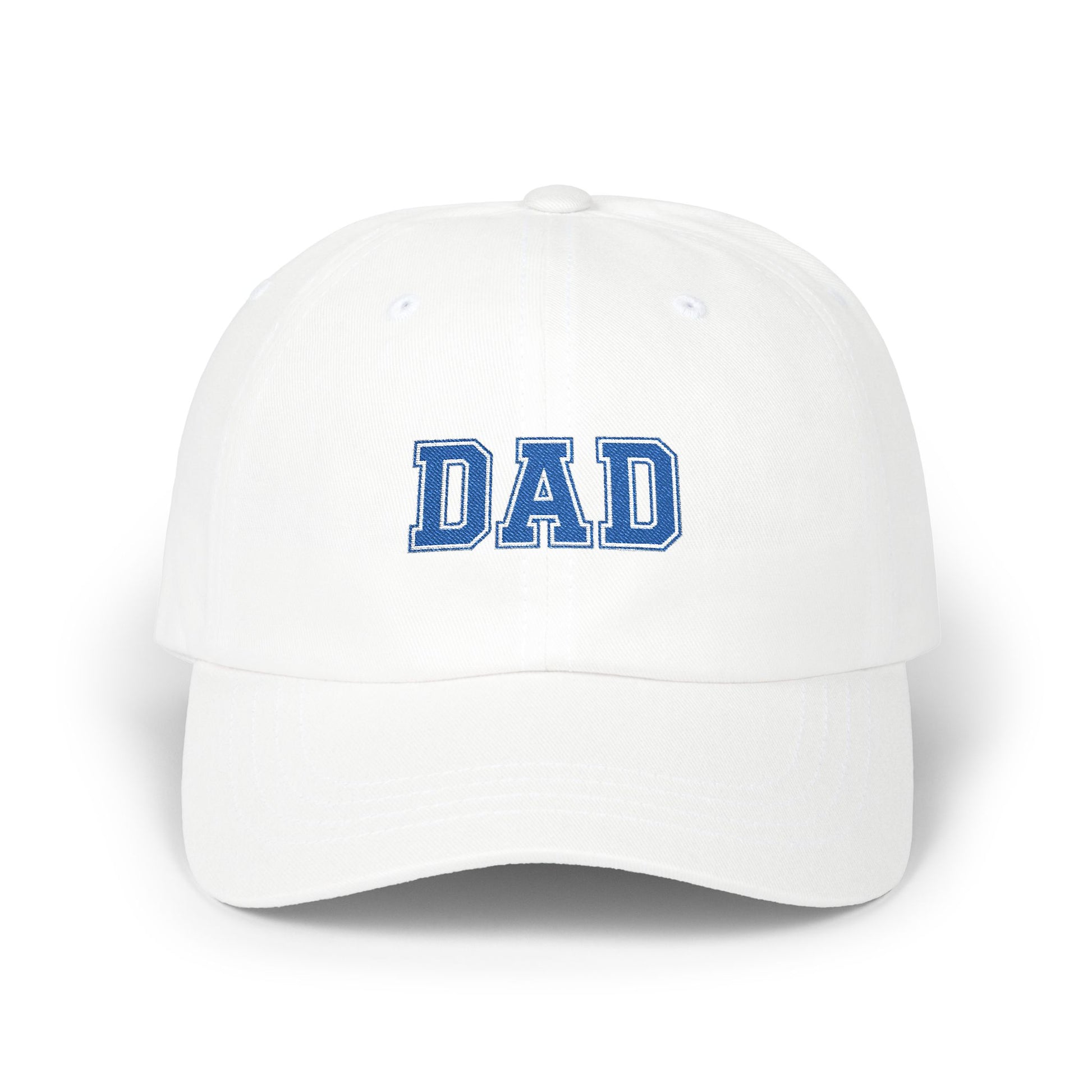 DAD Embroidered Classic Dad Cap – Vintage Varsity Baseball Hat for Fathers Hats Printify White One size