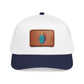 Leather Patch Baseball Cap — Retro Grenade Patch Hat Hats Printify One size Navy / White / Light Brown patch Rectangle
