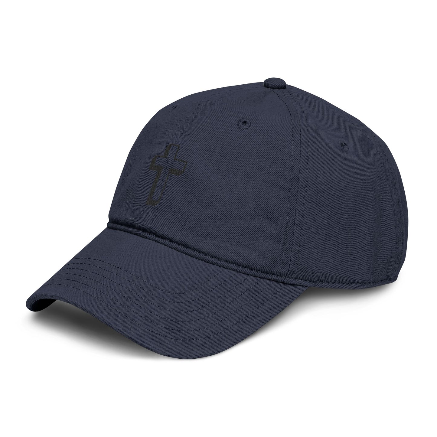 Embroidered Cross Baseball Cap — Washed Cotton Christian Hat Hats Printify