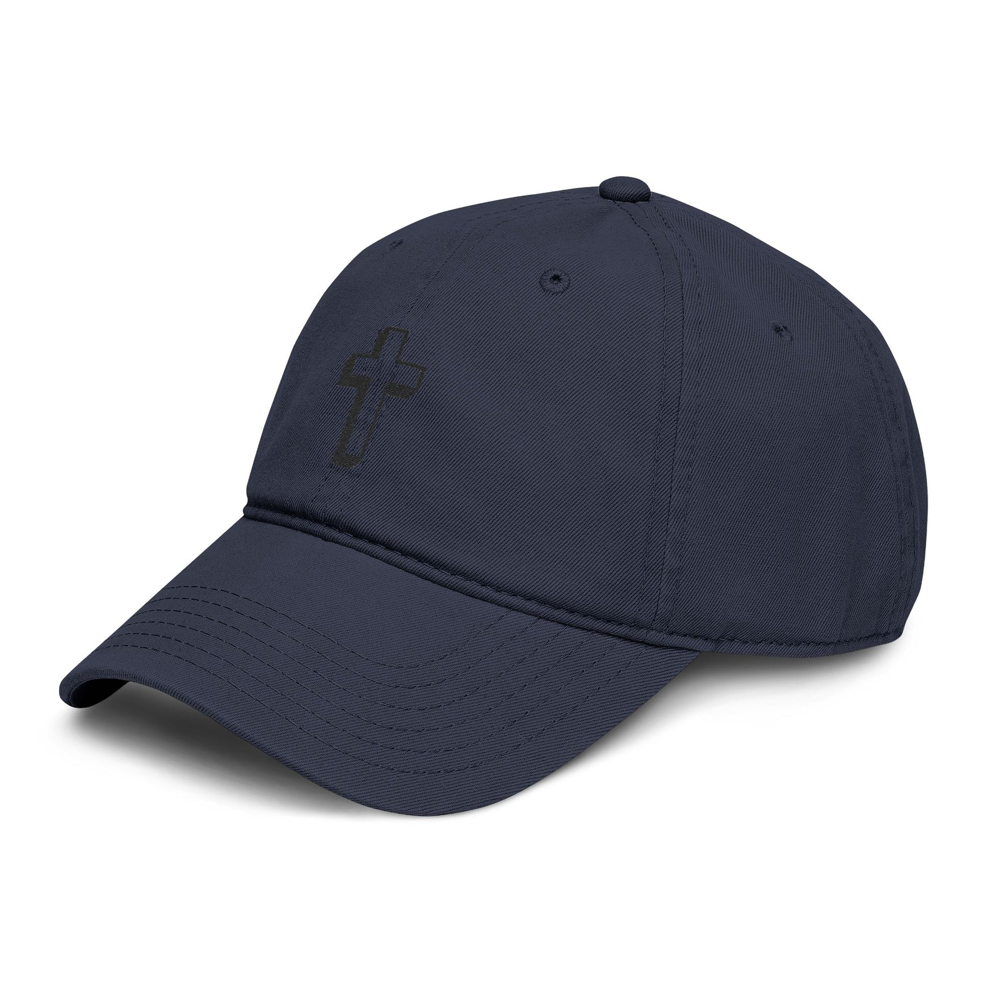Embroidered Cross Baseball Cap — Washed Cotton Christian Hat Hats Printify