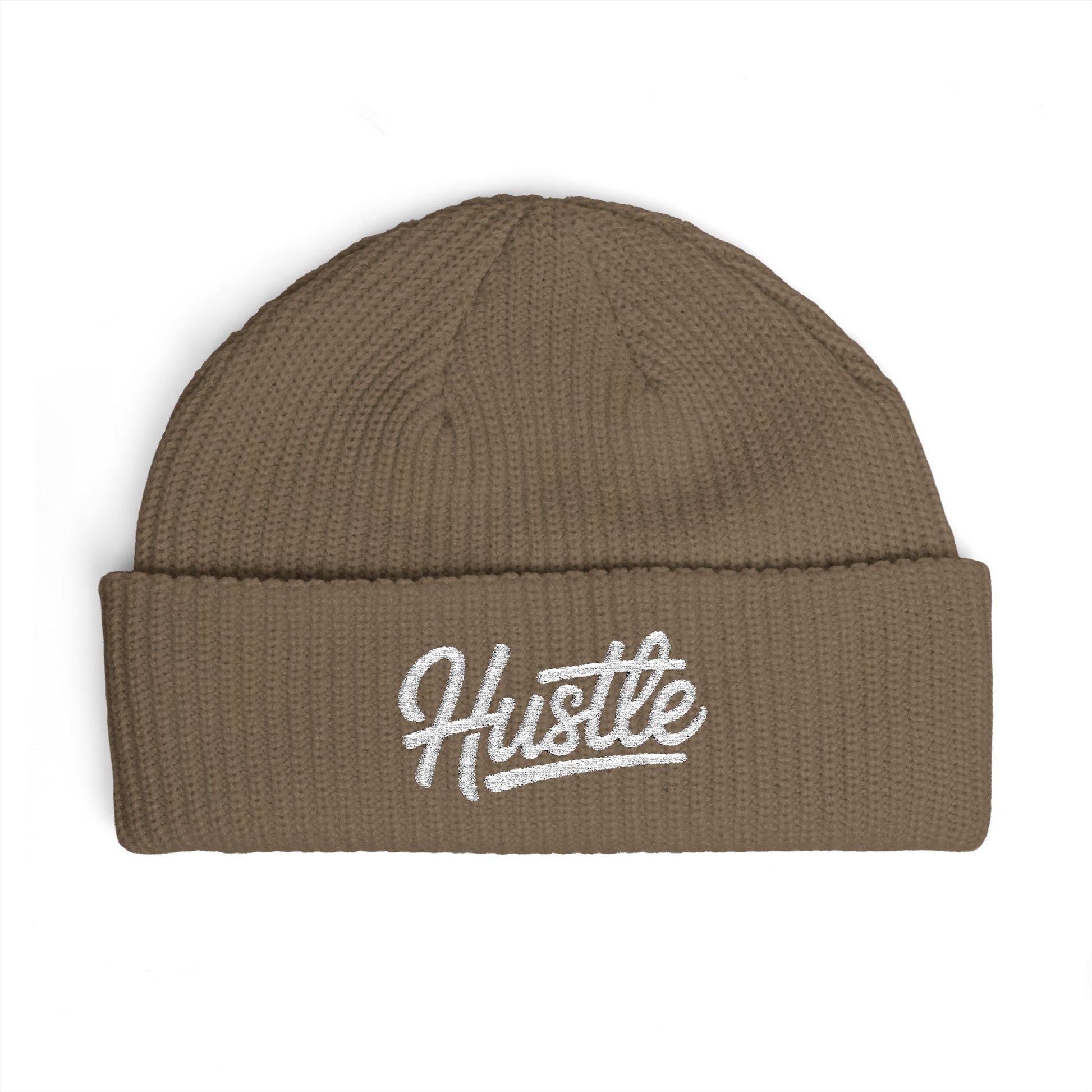Hustle Cuff Beanie – Embroidered Knit Winter Hat Hats Printify One size Walnut