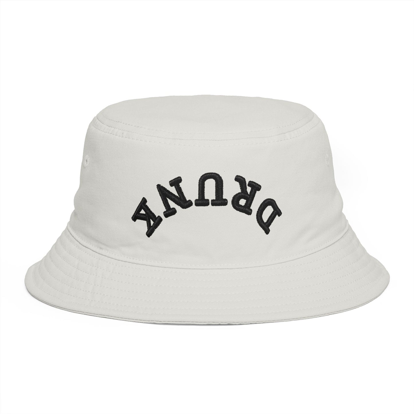 Drunk Arched Brown Bucket Hat – Retro Party & Festival Headwear