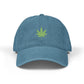 Embroidered Cannabis Leaf Denim Hat – Green Marijuana Patch Cap Hats Printify One size Blue