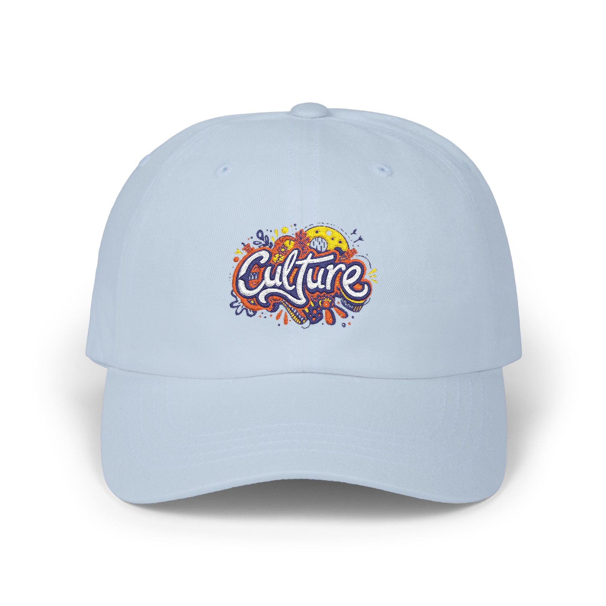 Classic Dad Cap — 'Culture' Colorful Graffiti Embroidered Baseball Hat Hats Printify Light Blue One size
