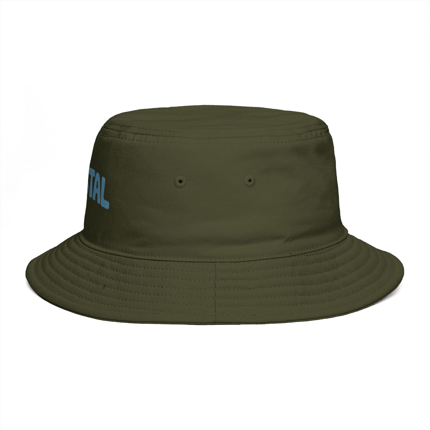 Coastal Bucket Hat — Brown Beach Sun Hat with 'COASTAL' Retro Text
