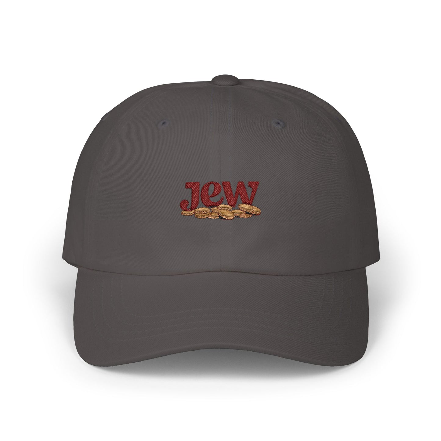 Embroidered 'Jew' Dad Cap — Casual Pride Baseball Hat Hats Printify Dark Grey One size