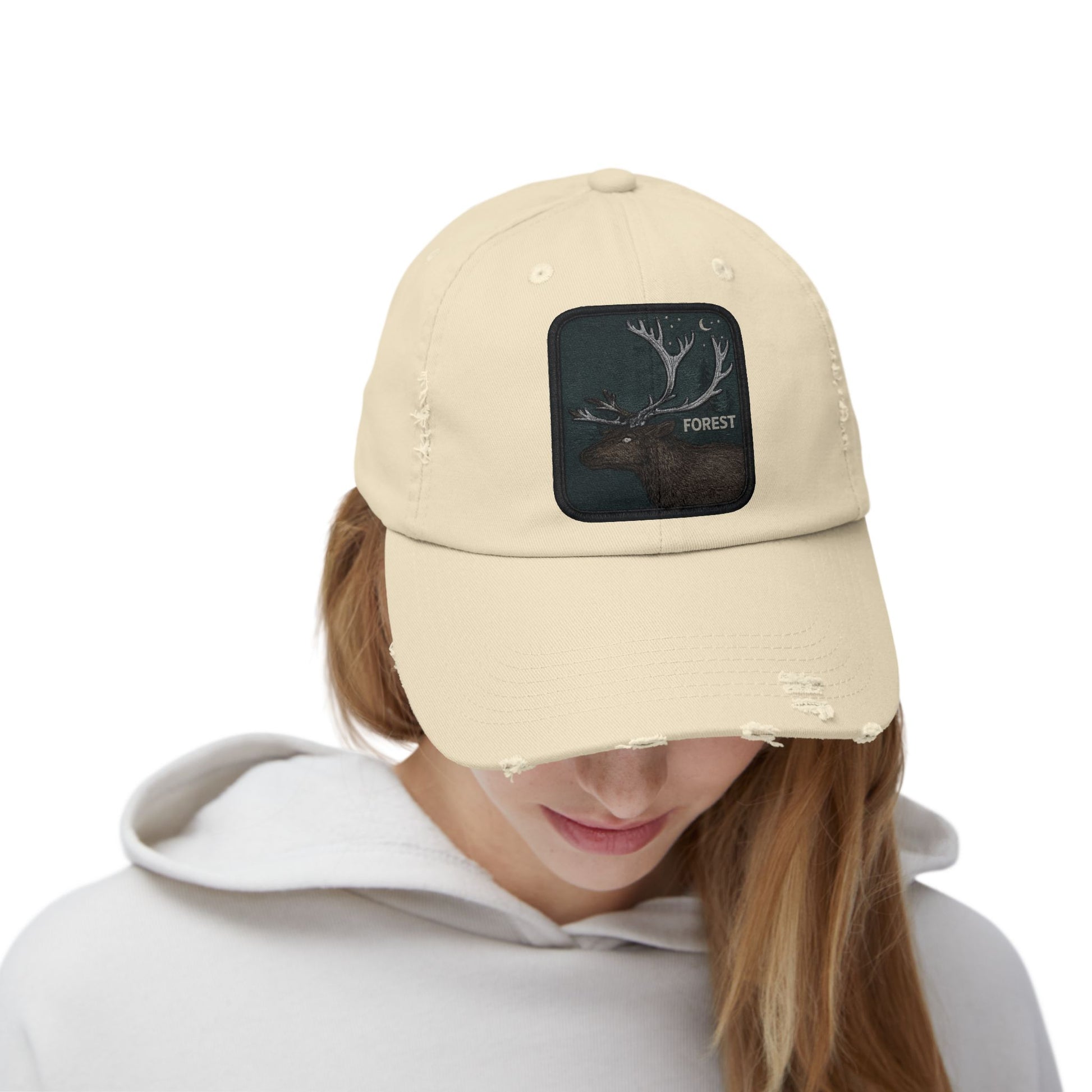 Distressed Forest Moose Cap Hats Printify