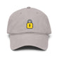 Embroidered Yellow Padlock Baseball Cap — Washed Cotton Dad Hat Hats Printify One size Gray