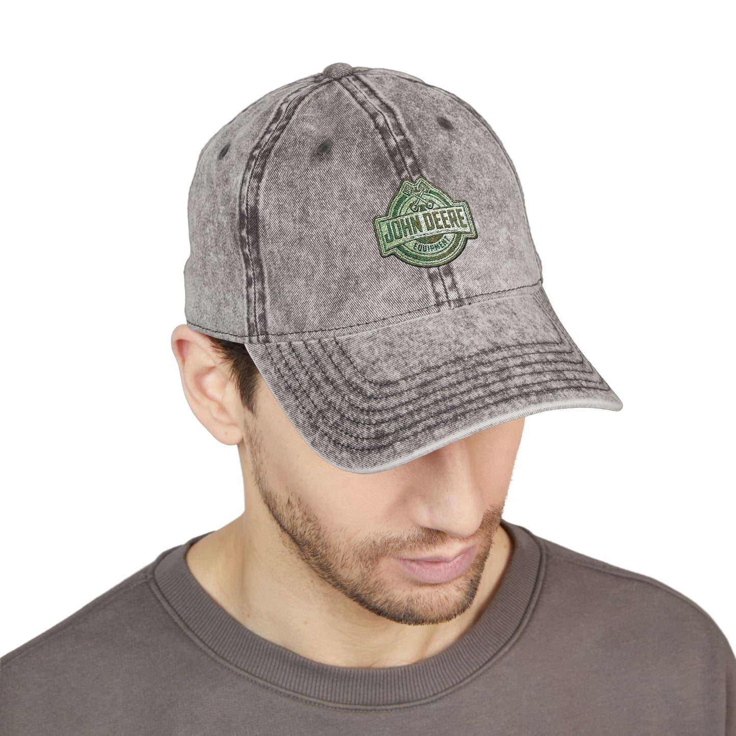 Vintage Embroidered Cap - Retro Green Crest Logo Dad Hat Hats Printify