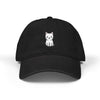 Embroidered White Kitten Denim Hat — Cute Cat Baseball Cap Hats Printify One size Black