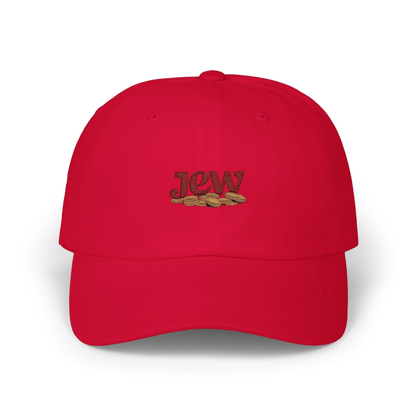 Embroidered 'Jew' Dad Cap — Casual Pride Baseball Hat Hats Printify Cranberry One size