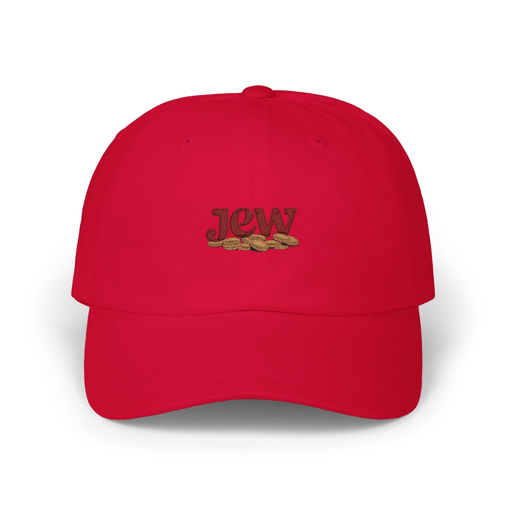 Embroidered 'Jew' Dad Cap — Casual Pride Baseball Hat Hats Printify Cranberry One size