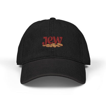 Embroidered Denim Hat — JCW Logo Cap with Gold Rope Accent Hats Printify One size Black