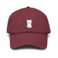 Washed Baseball Cap — Cute White Sitting Cat Embroidered Hat Hats Printify One size Maroon