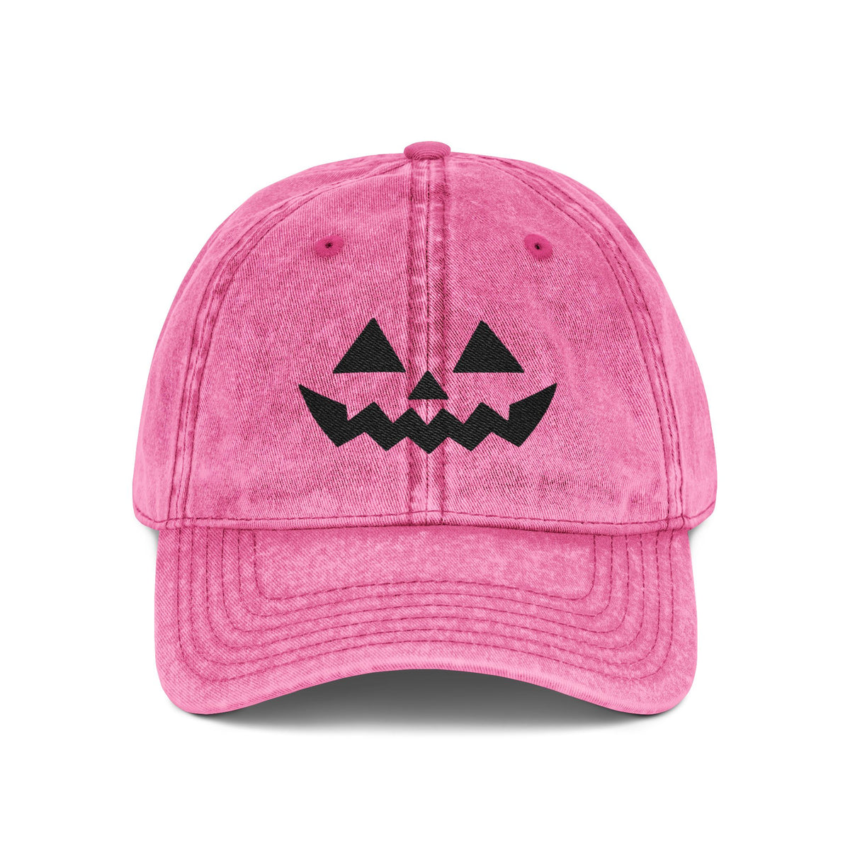 Vintage Pumpkin Face Halloween Cap Hats Printify One size Pink